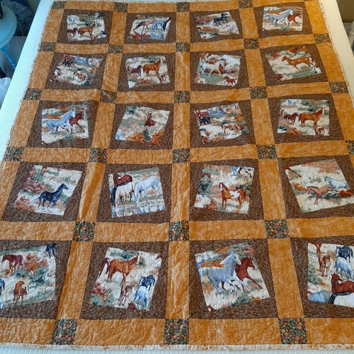 Quilted lap robe with - quilted, horse