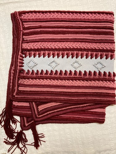 Afghan crocheted lap robe pink - afghan,